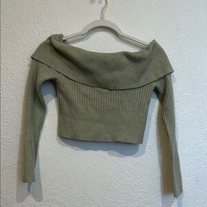 Olive Off-Shoulder Women's Sweater